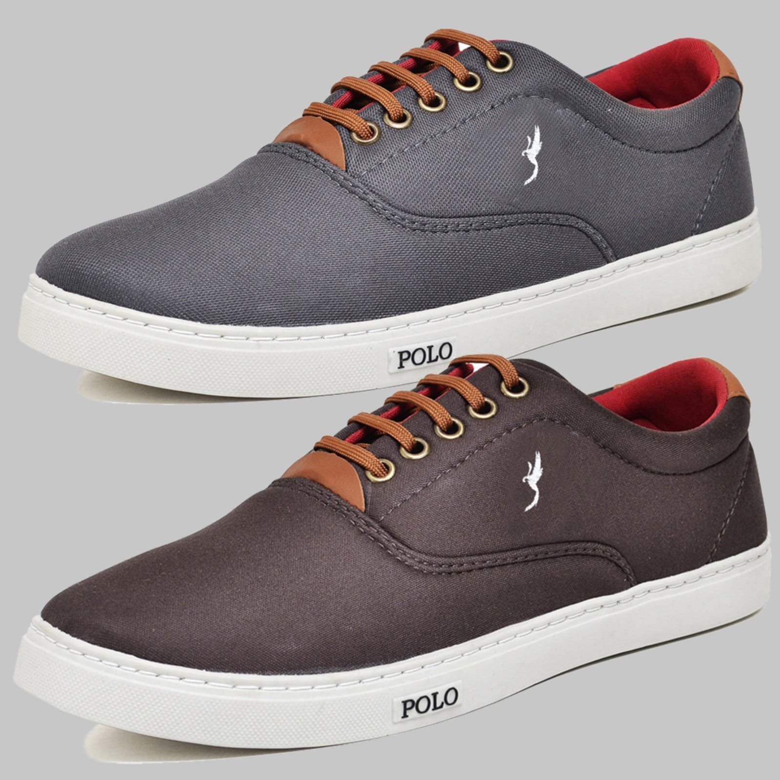 Kit 2 Pares Sapatênis Casual Masculino Polo Cinza/Café