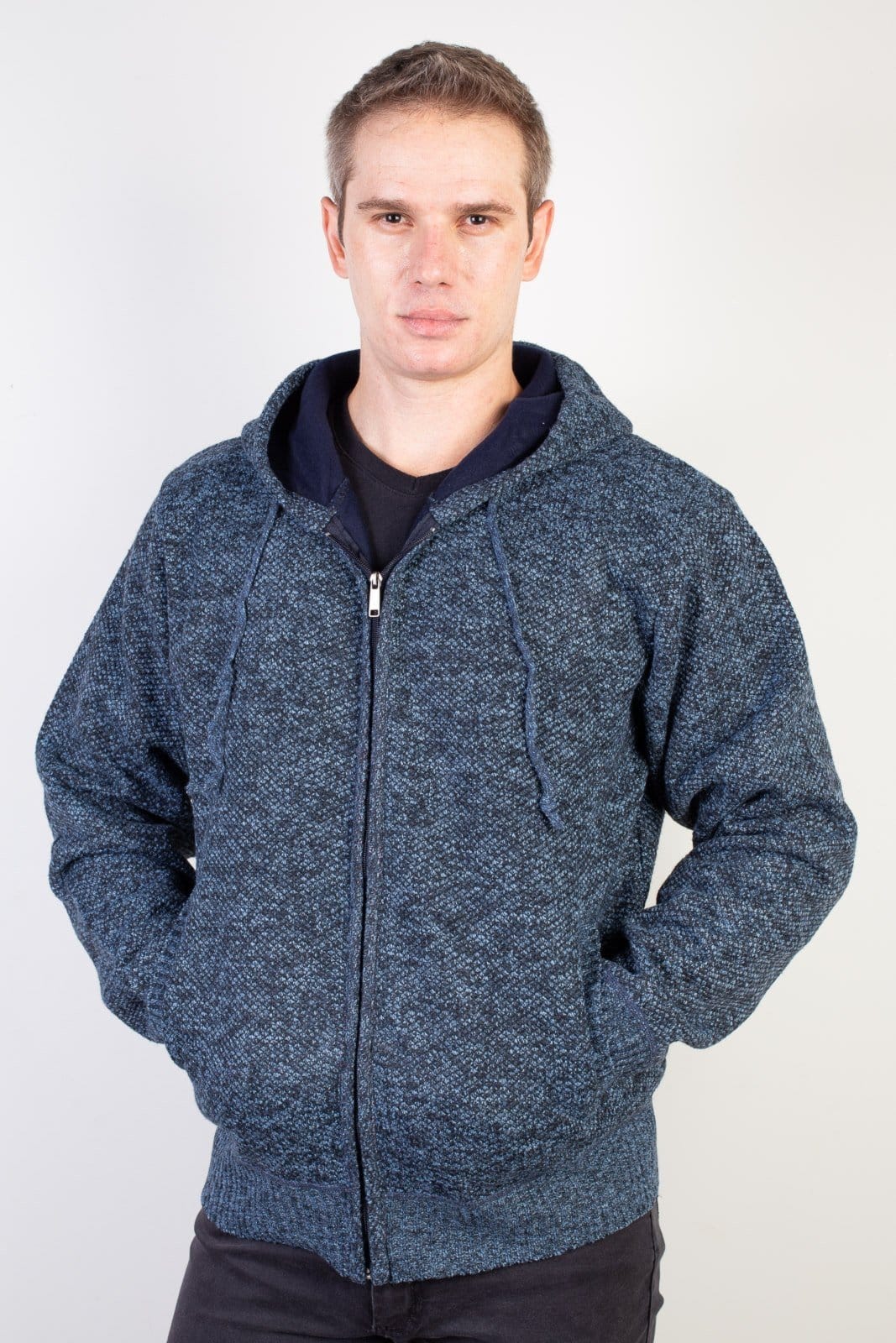 Jaqueta Enluaze de malha térmica masculina com capuz 90149