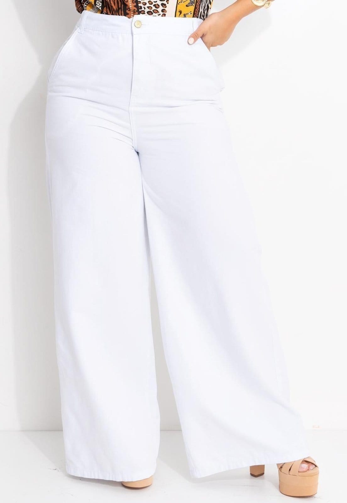 Calça Pantalona Com Bolsos