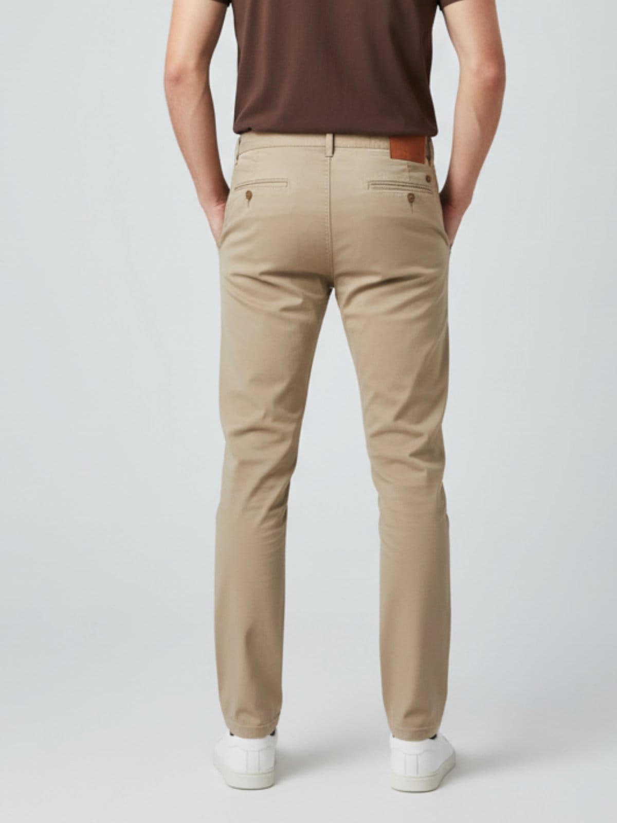 Vista 2 Calça Sarja Masculina Alpha Street Wear Confortável e Básica Alpha Street Wear bege