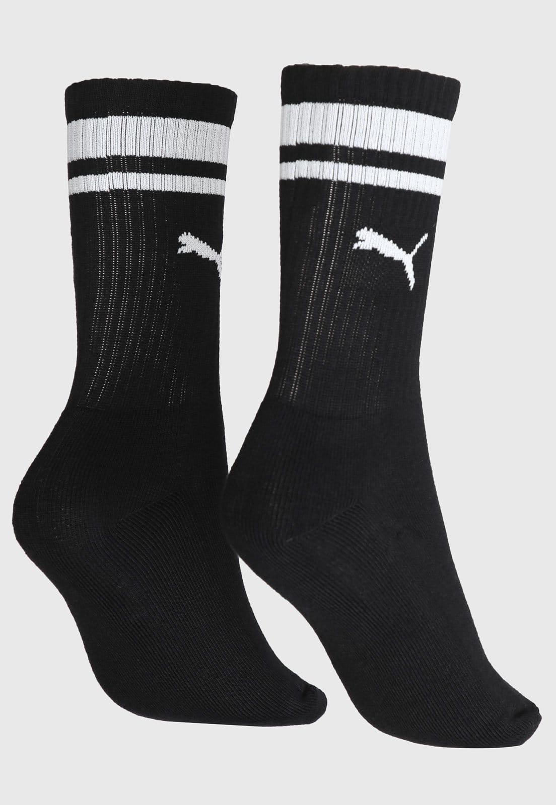 Vista 2 Meia Puma Cano Longo Logo Preta Puma preto