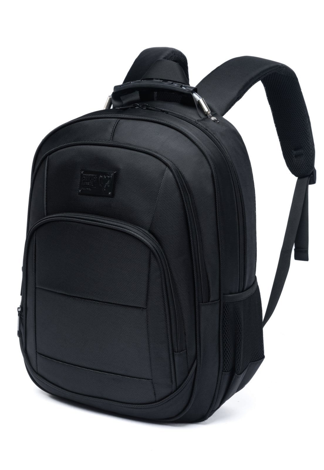 Vista 2 Mochila Masculina Executiva Reforçada Trabalho Espaçosa Moderna Cavalera preto