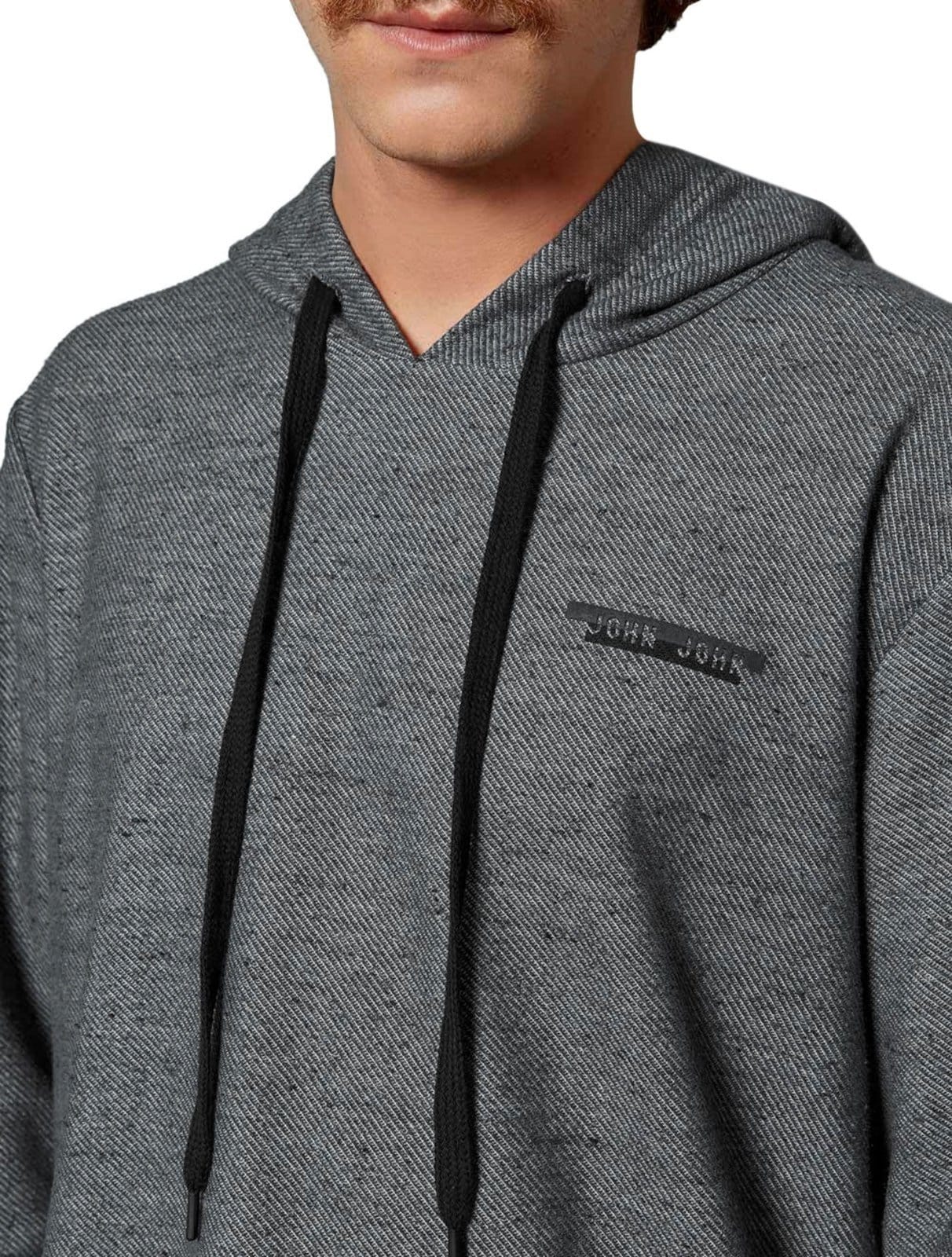 Vista 2 Moletom John John Masculino Stripe Hoodie Mescla John John cinza