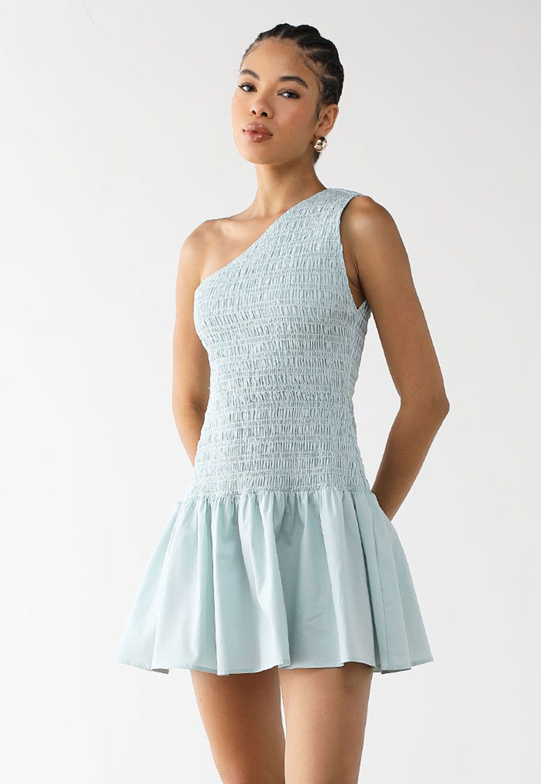 Vestido Feminino FARM Um Ombro Só Babado Claro