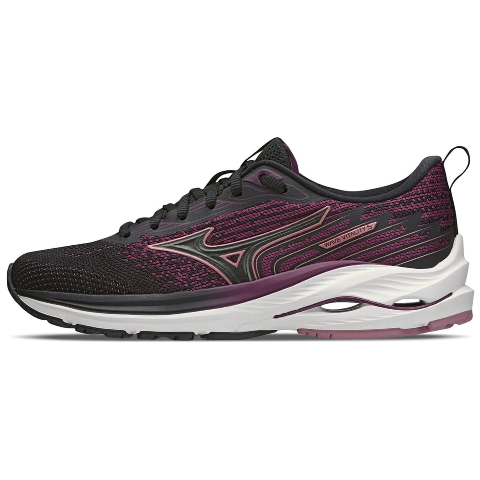 Vista 2 Kit 1 Tênis de Corrida Feminino Mizuno Wave Vitality 5 e 3 Pares de Meia Cano Médio Mizuno preto