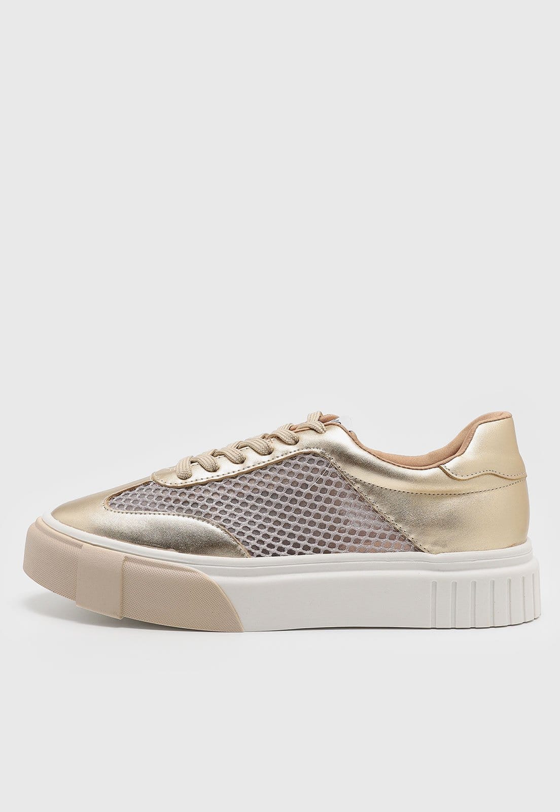 Vista principal Tênis Feminino Via Uno Metalizado Tela VIA UNO dourado