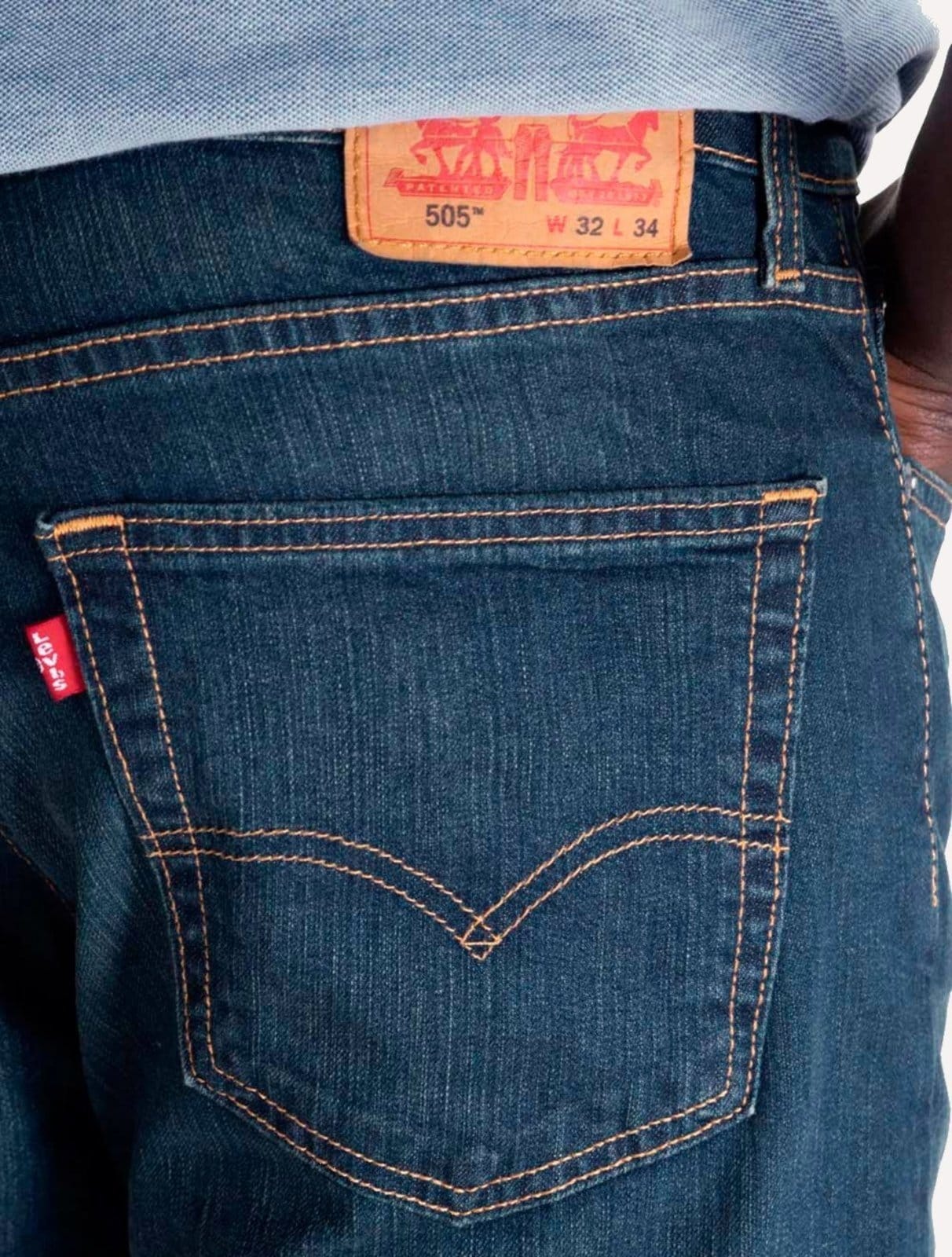 Vista 2 Calça Levis Jeans Masculina 505 Regular Stretch Greenish Washed Médio Levis azul