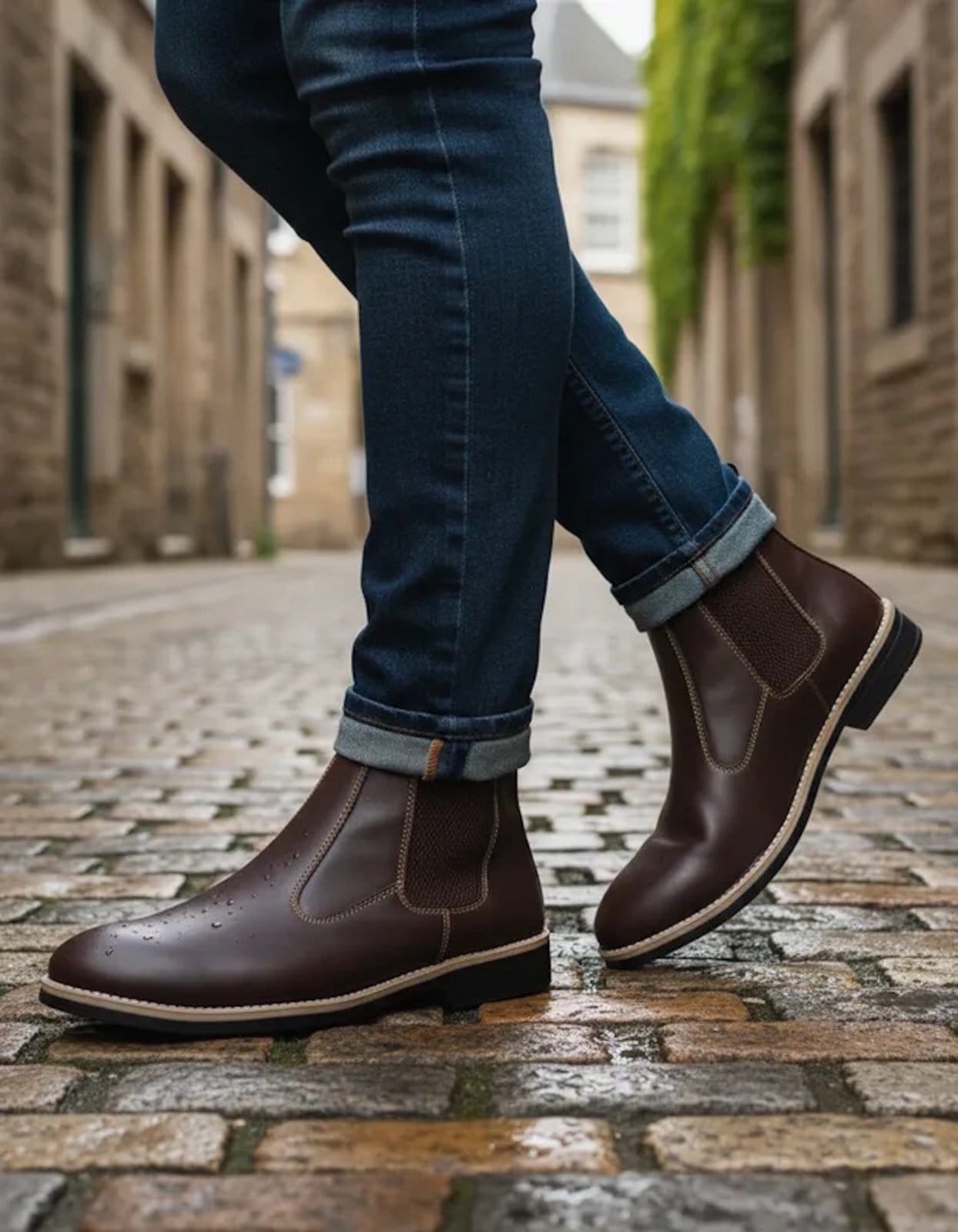 Vista 2 Botina Bota Masculina Chelsea Casual Confortavel Café Bia Ramos marrom