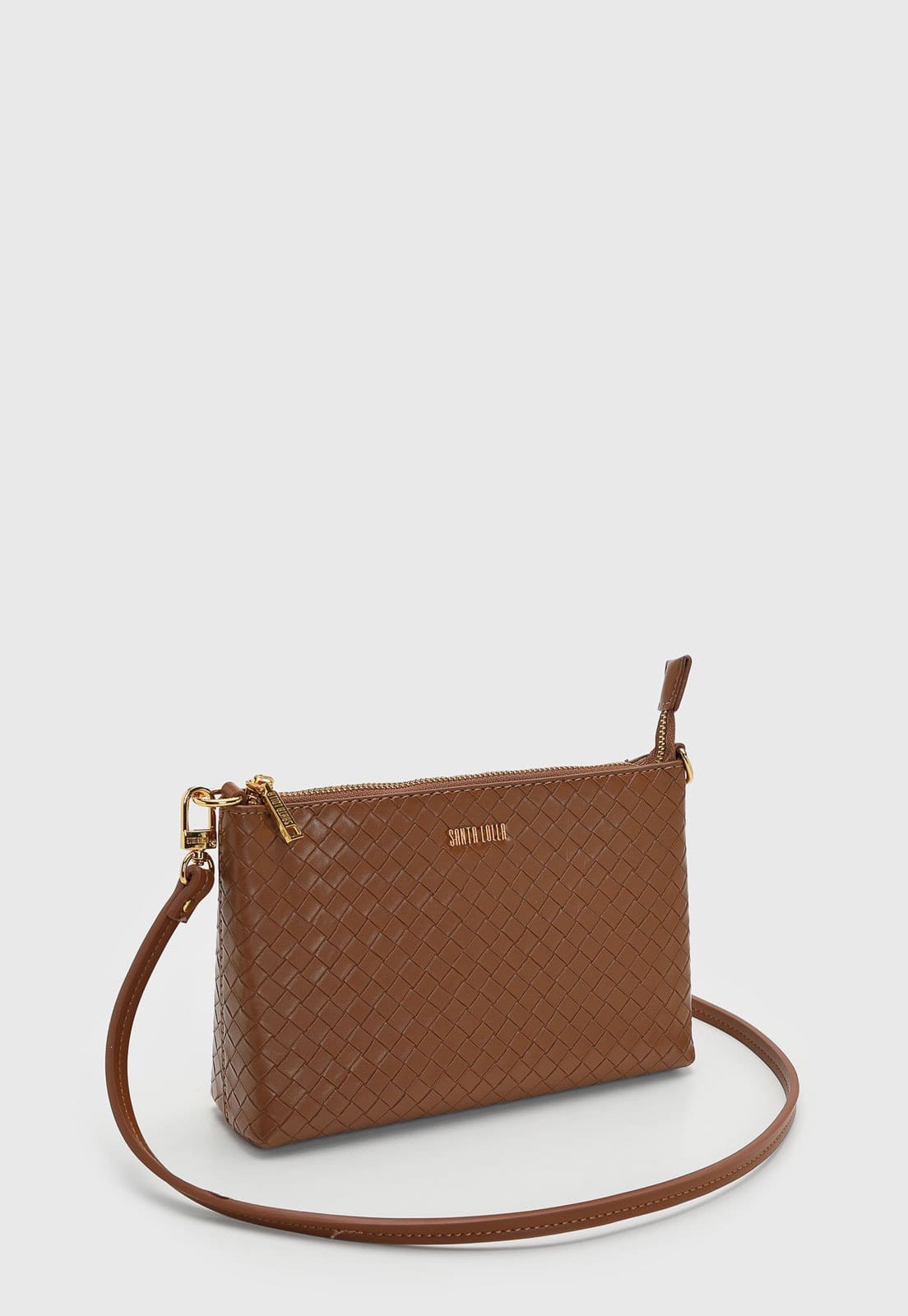 Vista 2 Bolsa Feminina Santa Lolla Textura Entrelaçada Santa Lolla marrom