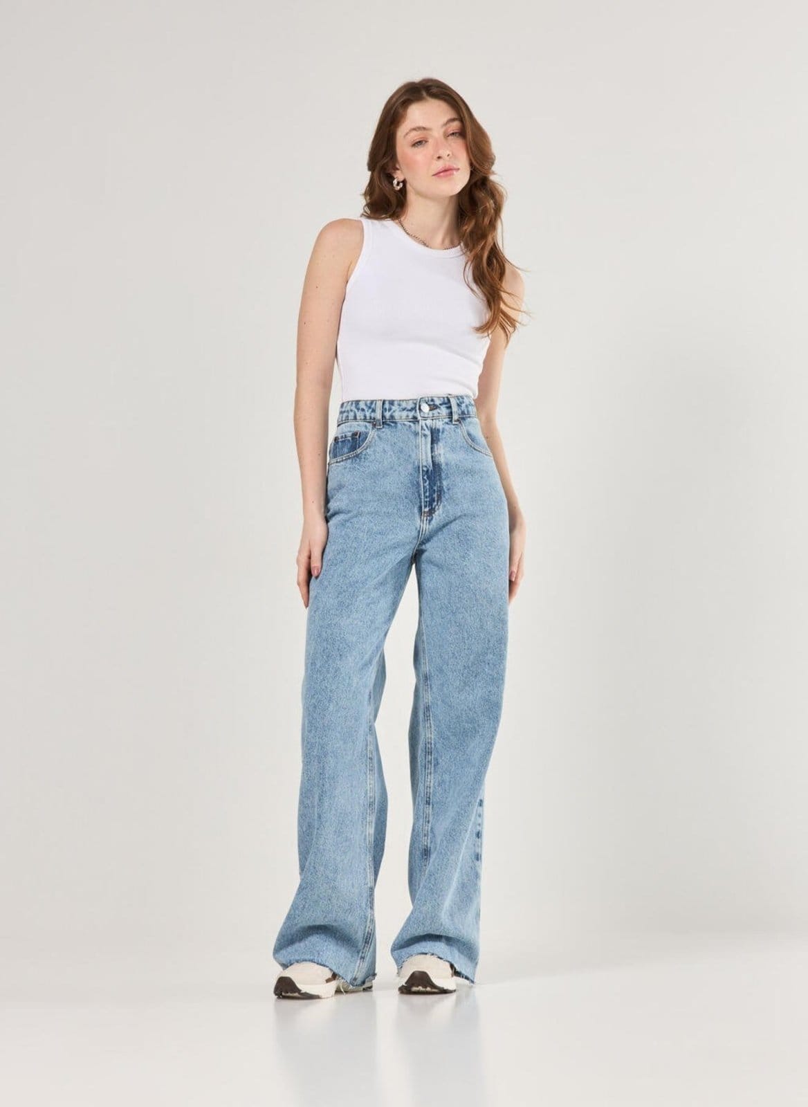 Calça Jeans Wide Leg Cintura Alta