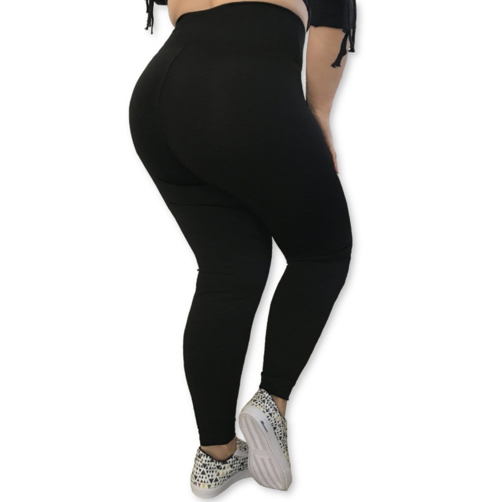 Vista 2 Kit 2 Calças Legging Plus Size Heide Ribeiro Leg Silver Suplex Preto Heide Ribeiro cinza/preto silver