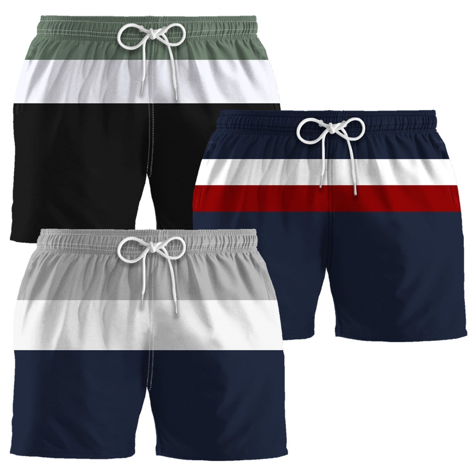Kit 3 Bermudas Academia Masculinos Listrado