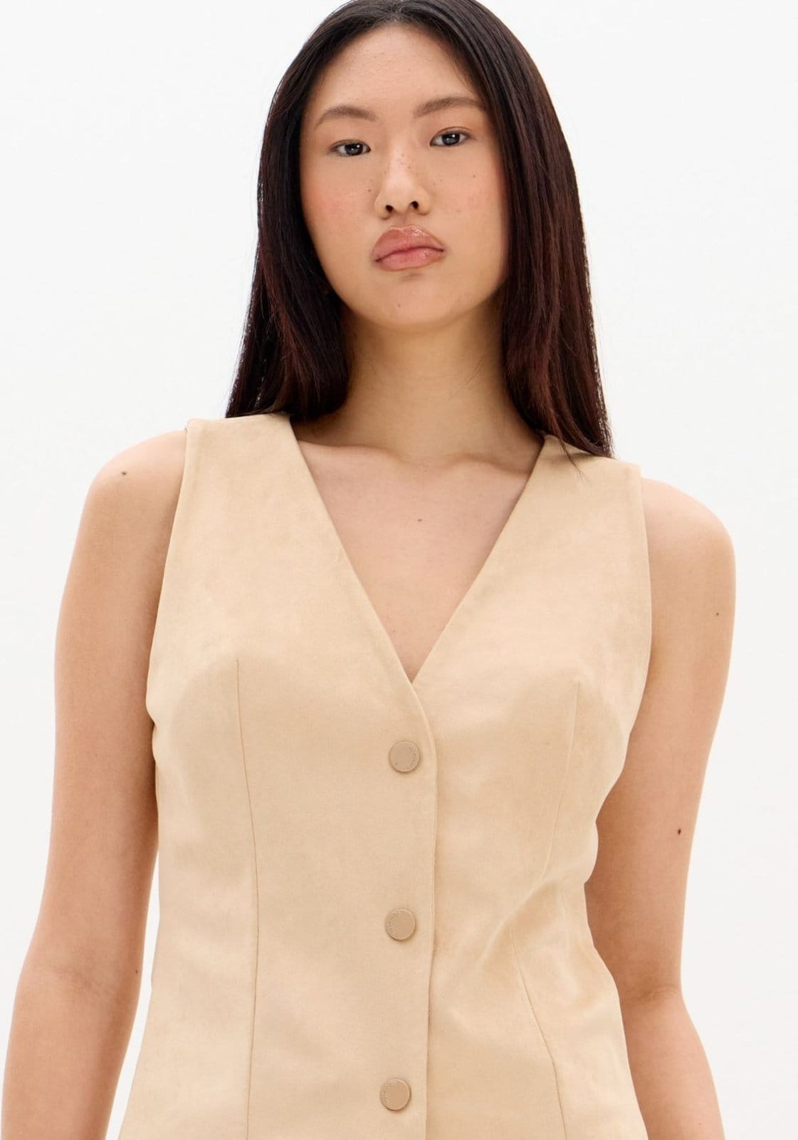 Vista 2 Colete Ajustado Alongado My Favorite Things bege