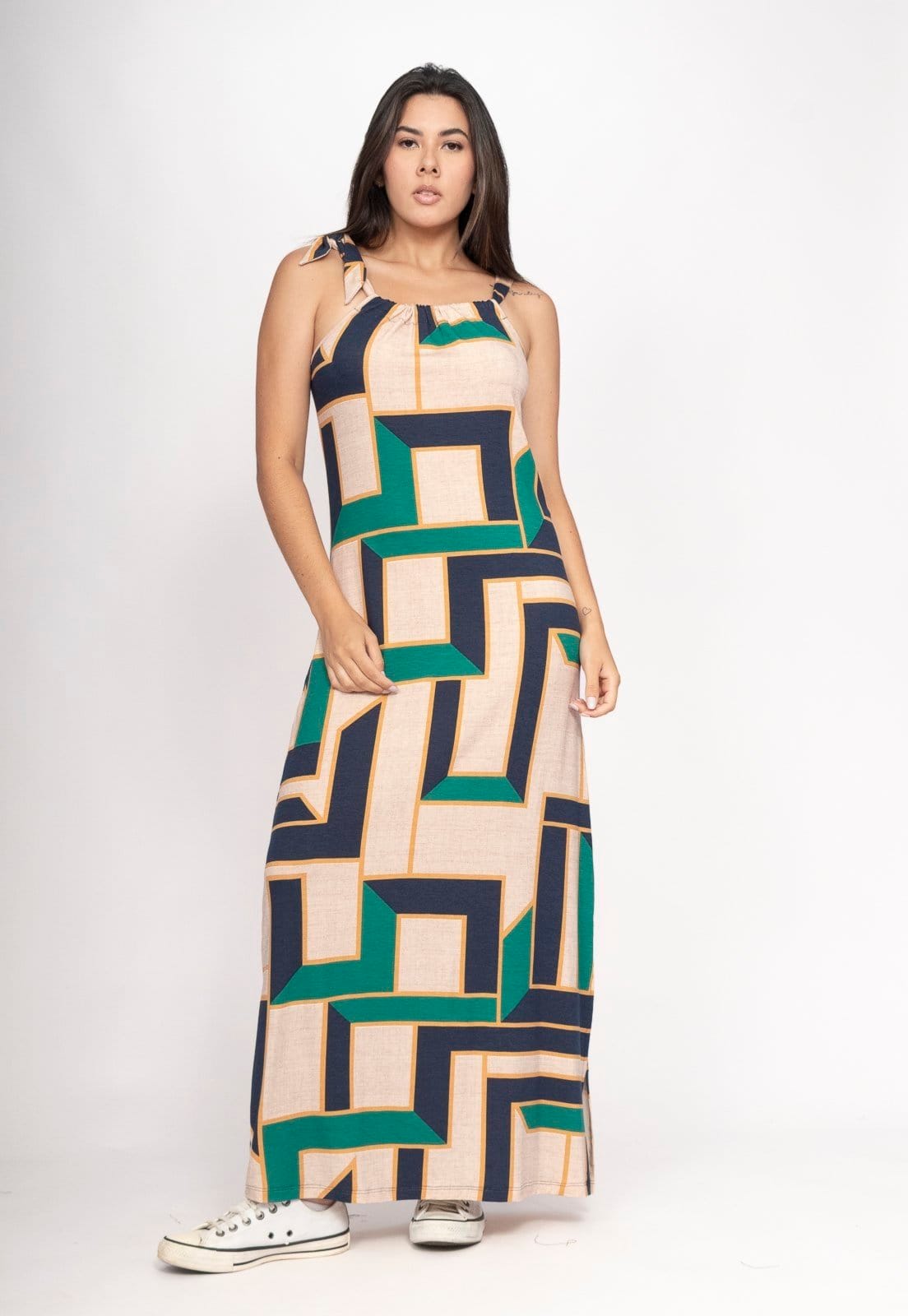 Vestido CabanaFree Capotira Longo Malha Alça Ajustável Chapada de Areia