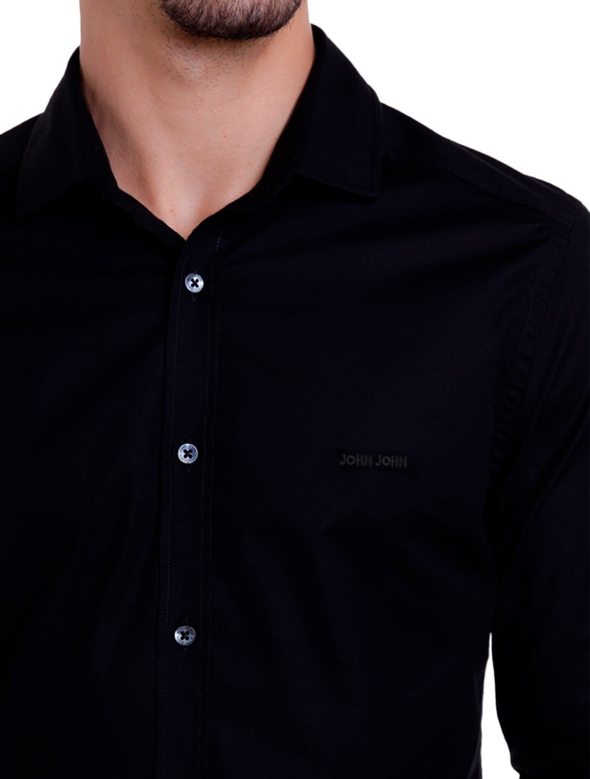 Vista 2 Camisa John John Masculina New Slim Logo Preta John John preto