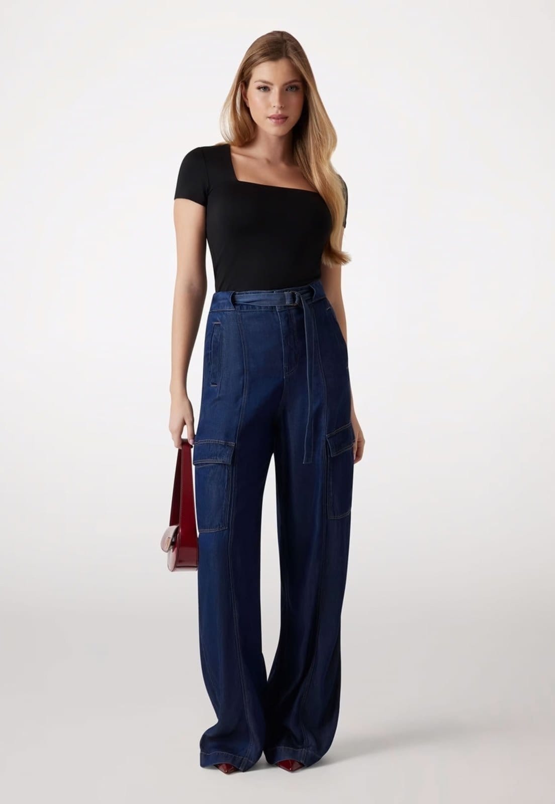 Vista 2 Calça Jeans Guess Cargo Escuro Guess azul