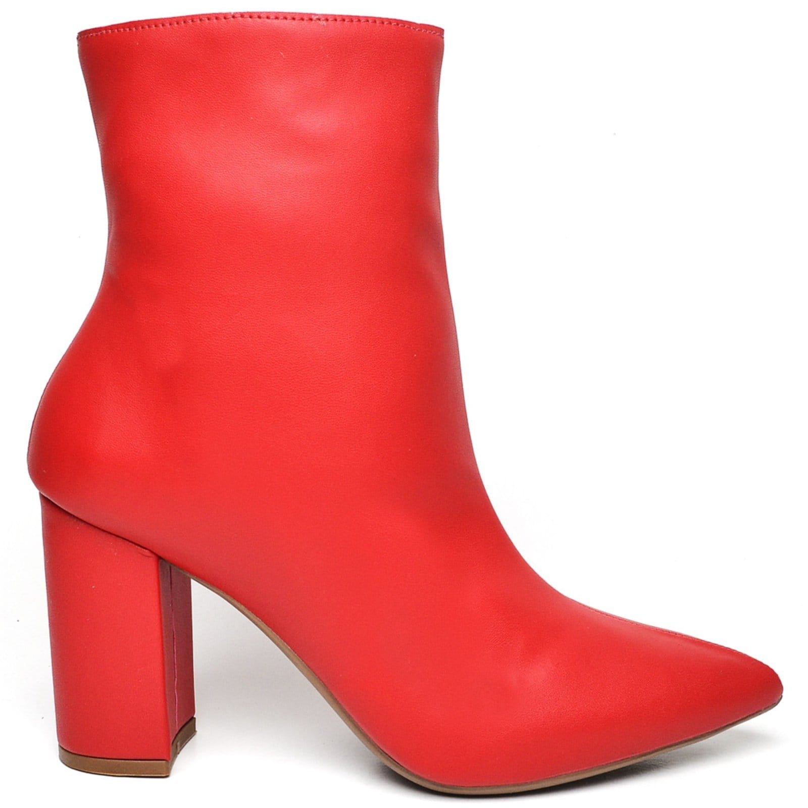 Vista 2 Bota Cano Curto Salto Grosso Médio Napa Ella's ZAFREM vermelho