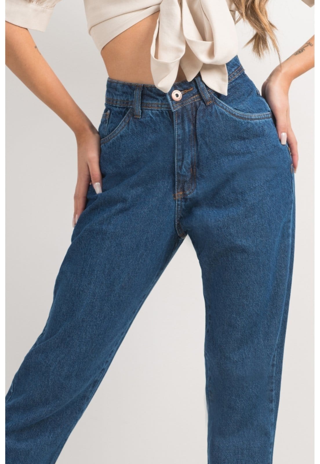 Calça Mom Base Life Cintura Alta