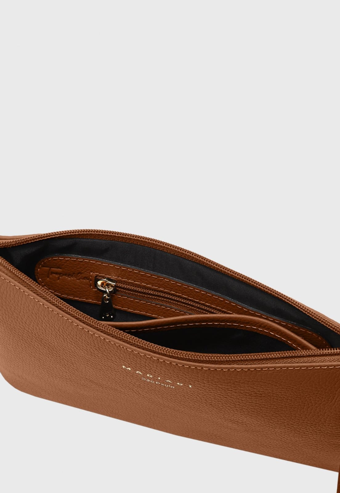 Vista 2 Bolsa Carteira Clutch Couro Mariart Cambuí Camel Mariart caramelo