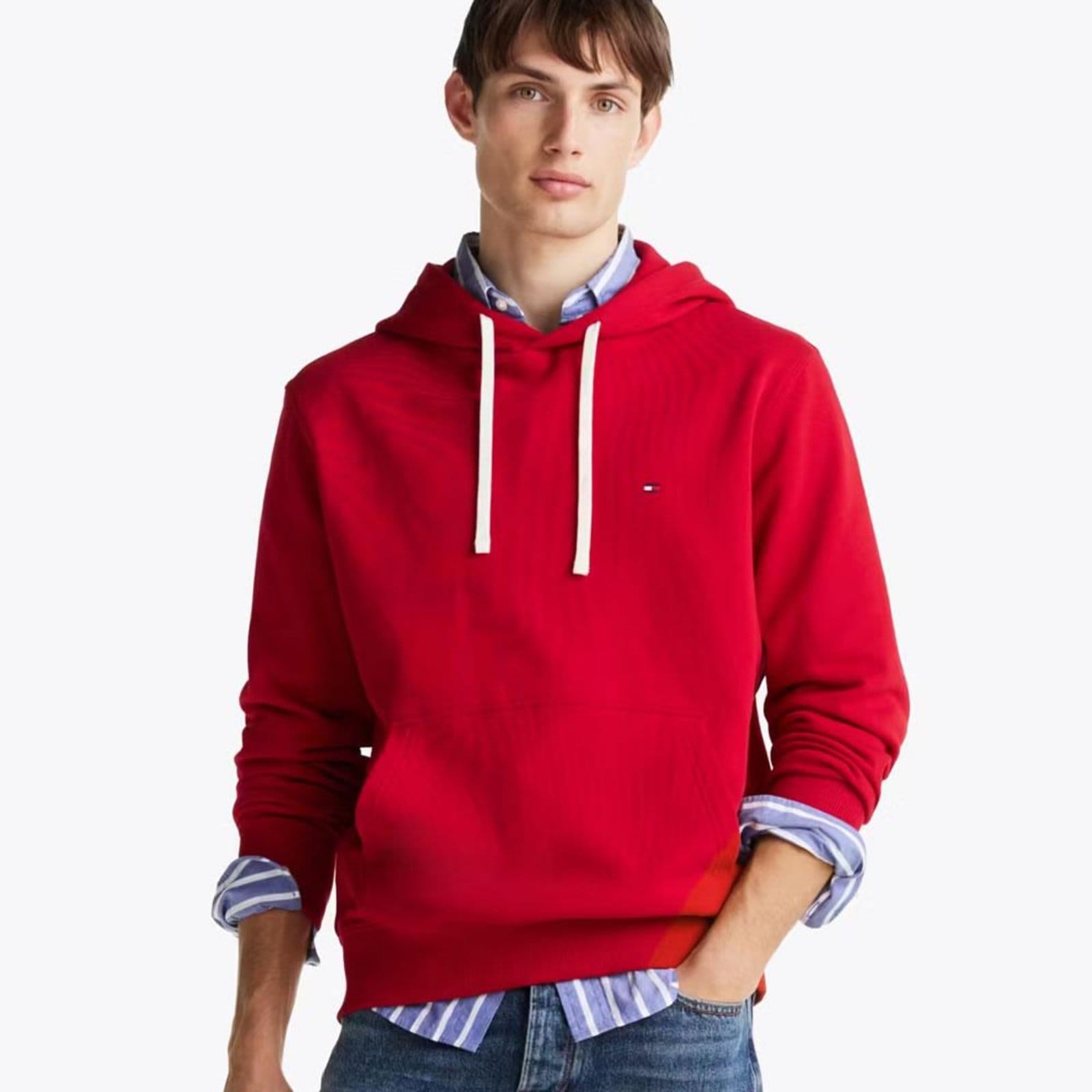 Vista 2 Moletom Canguru Tommy Hilfiger Mini Flag Terry Tommy Hilfiger vermelho