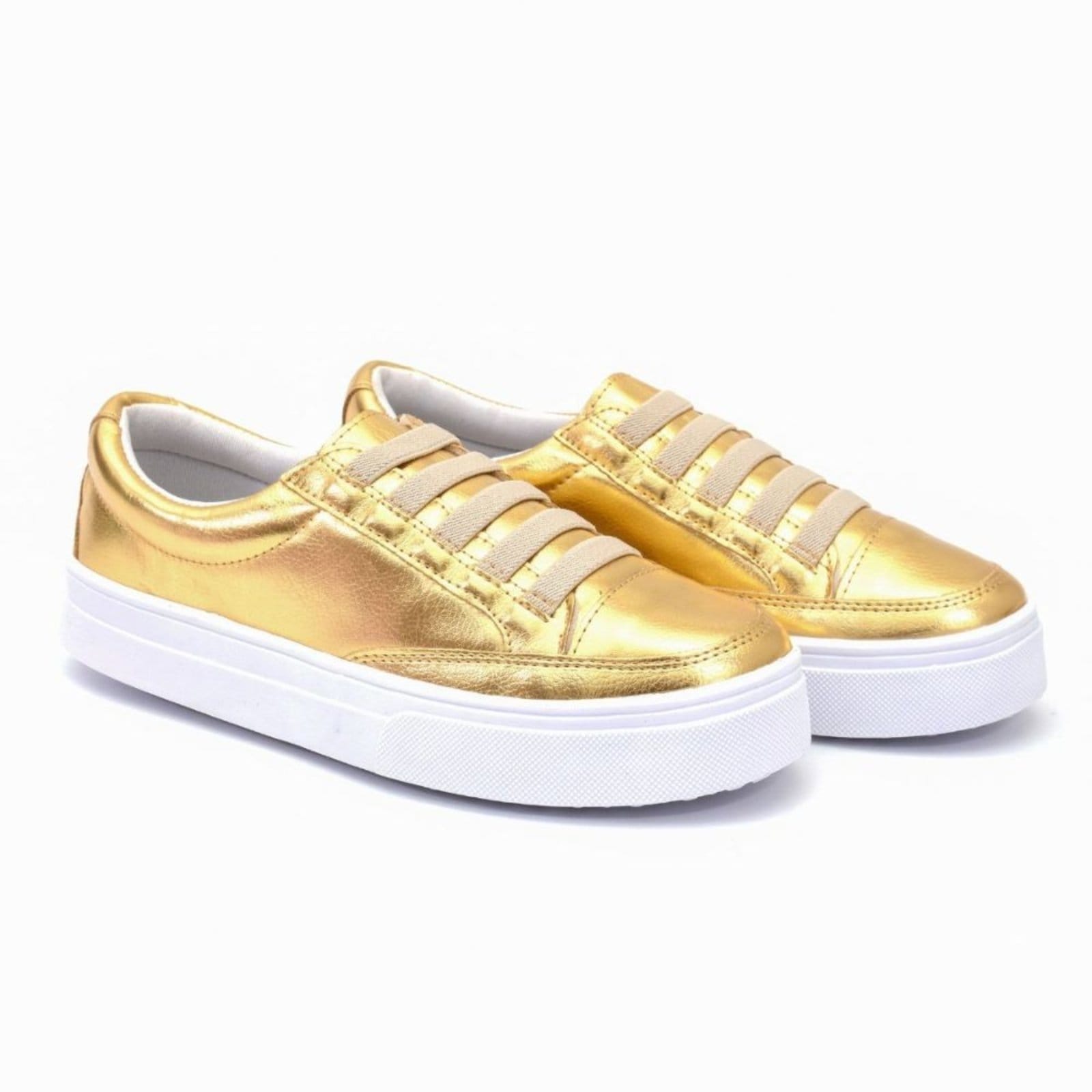 Vista 2 Tênis Feminino Casual Flatform Metalizado ROMEU E JULIETA SHOES dourado