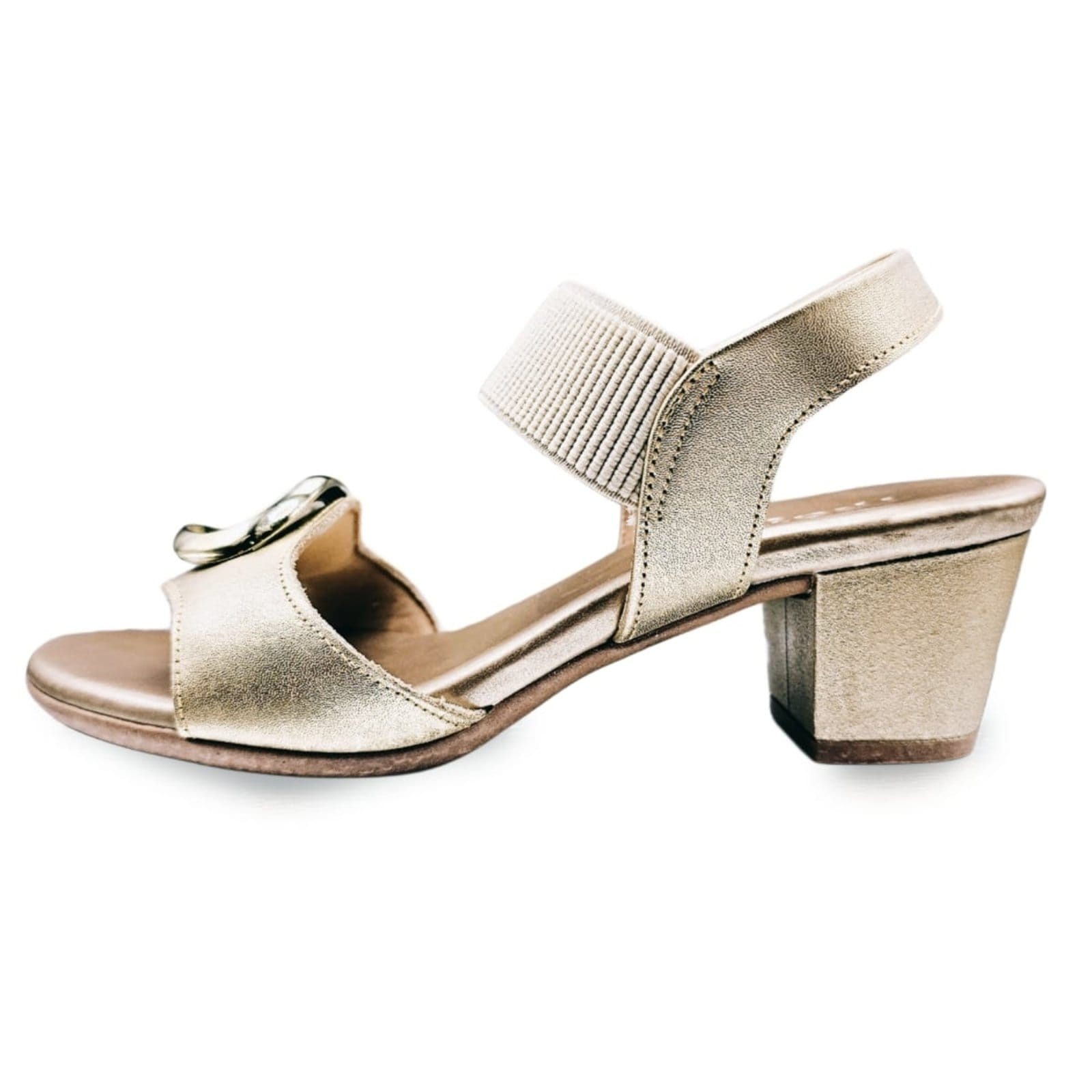 Sandália Usaflex Salto Bloco Médio com Ajuste Elástico