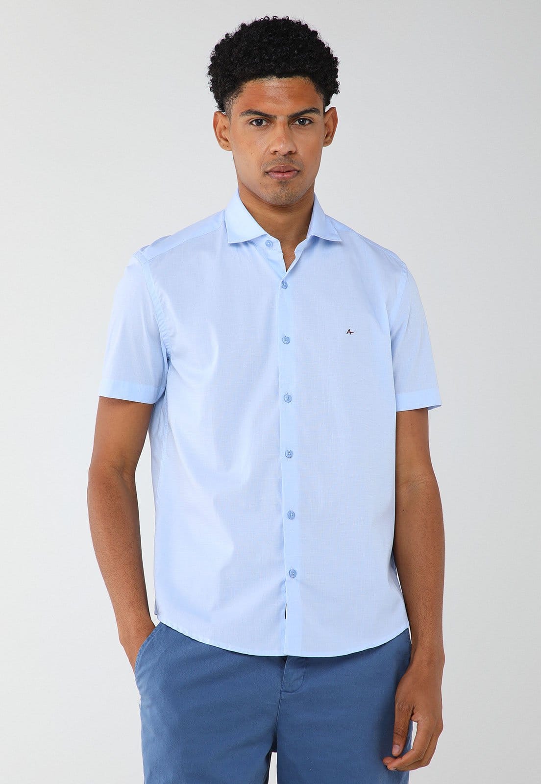 Vista principal Camisa Masculina Aramis Manga Curta Claro Aramis azul