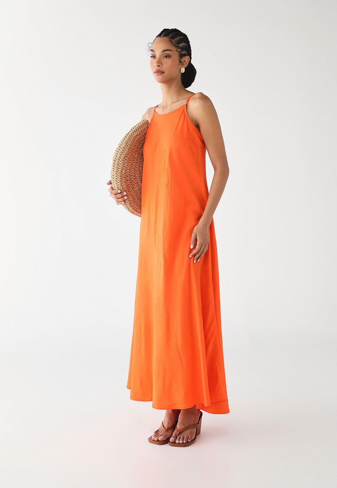 Vista 2 Vestido Longo Feminino Lez a Lez Jacquard Lez a Lez laranja