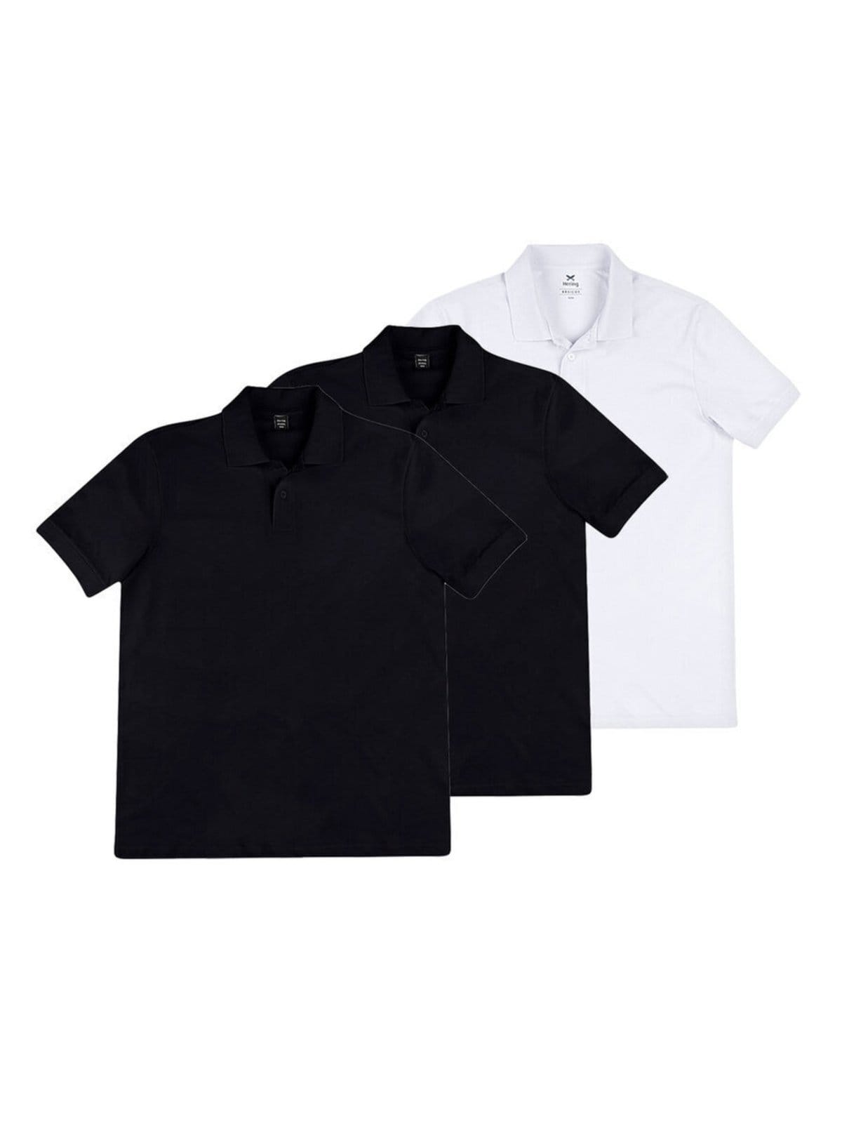 Vista principal Kit com 3 Camisetas Polo Masculina Hering N3a7 Hering branco