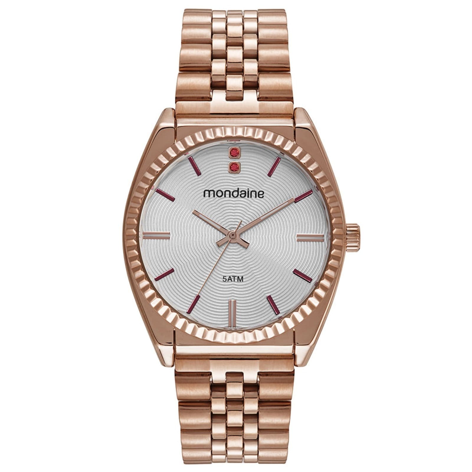 Relógio Feminino Rose Gold Prata Redondo Aço Elegante