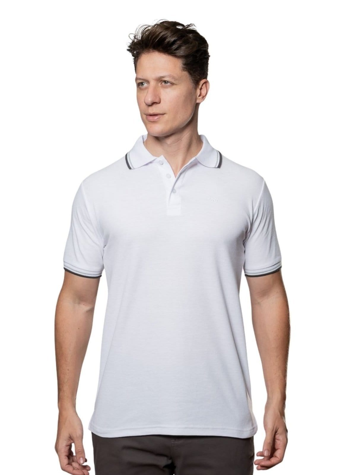 Vista 2 Kit 2 Camisas Polo Masculina Básica Crocker - 50727 Crocker branco