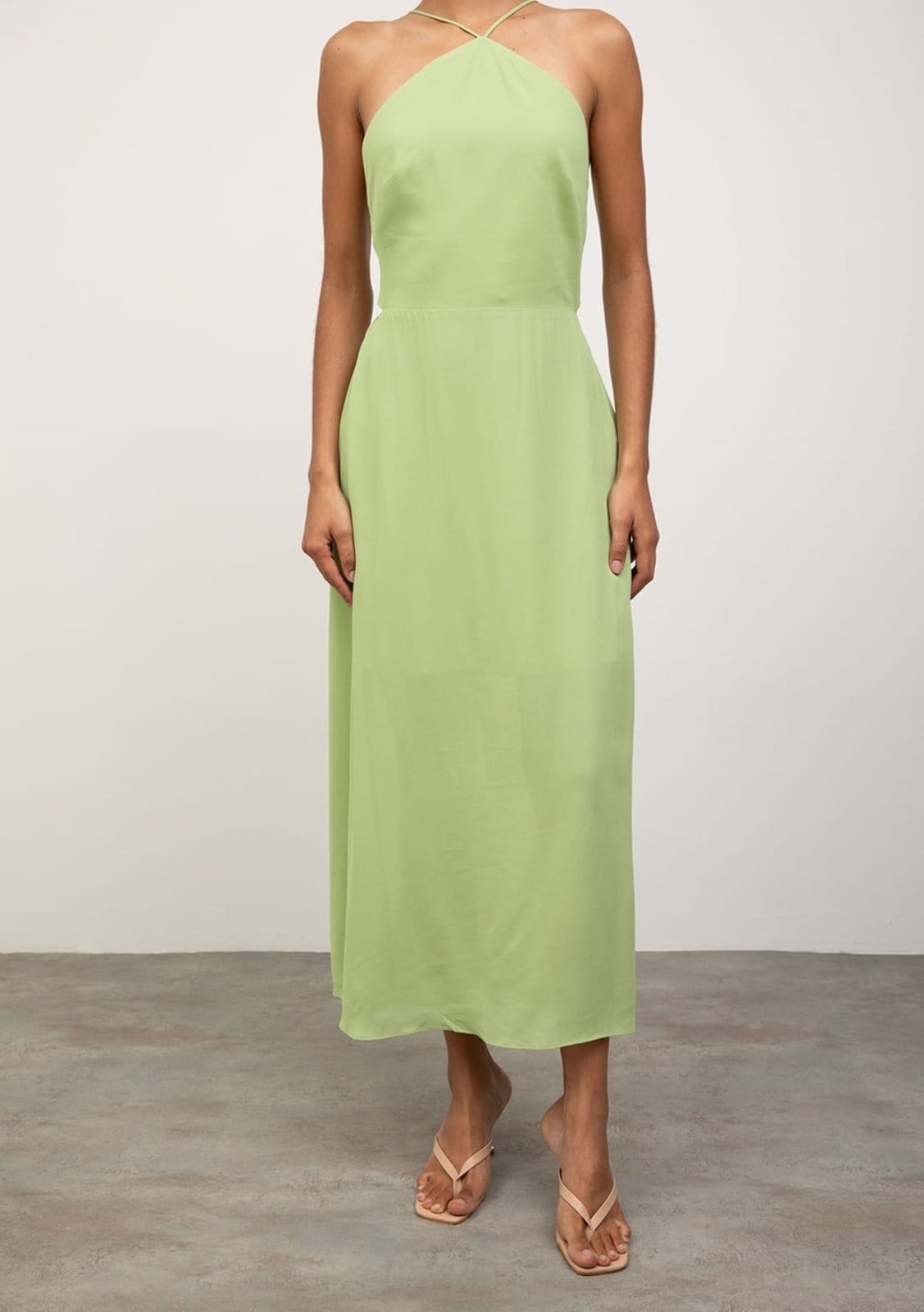 Vista 2 Vestido Iódice Ajustado Cava Francesa Sem Manga Midi IÓDICE verde