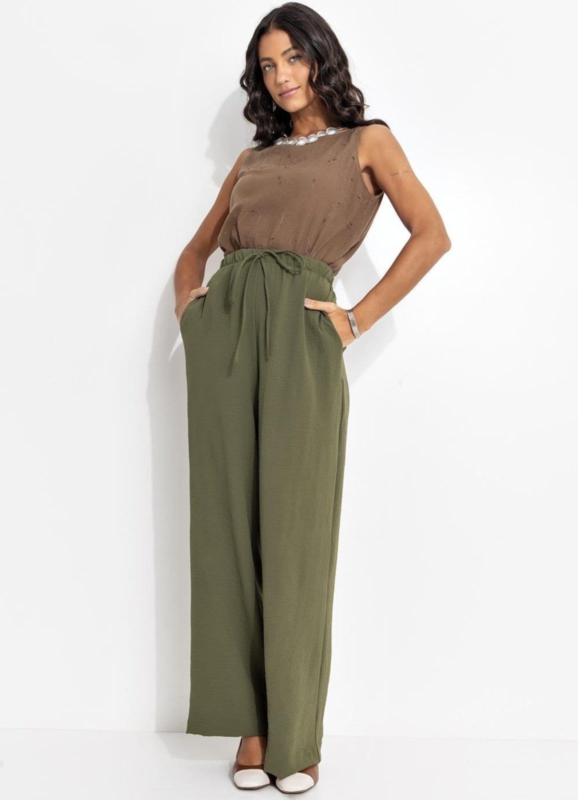 Calça Feminina Pijama Em Crepe Plano Quintess