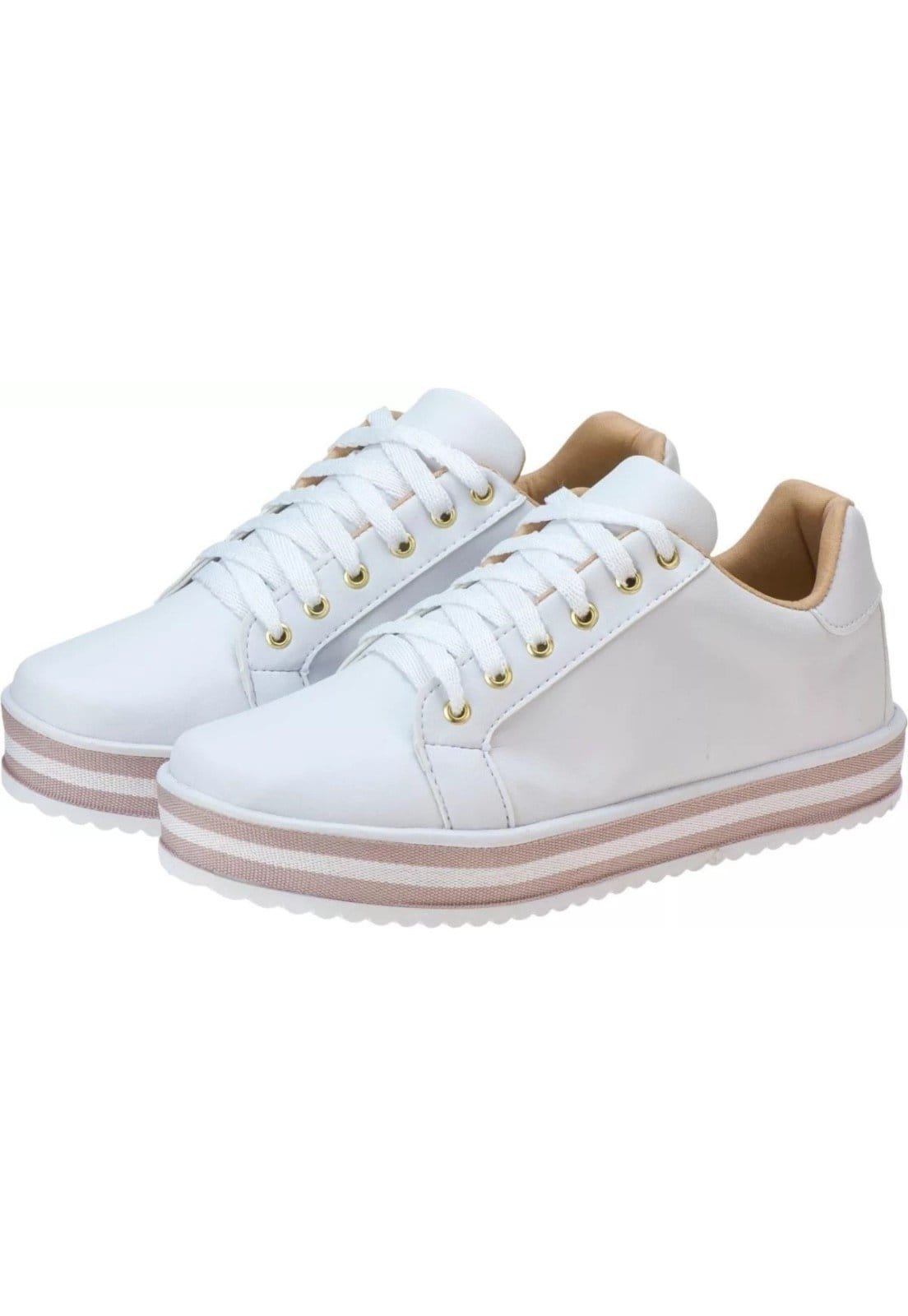 Kit 03 Pares Tênis Casual Lumiss Nude/Preto/Branco - 2