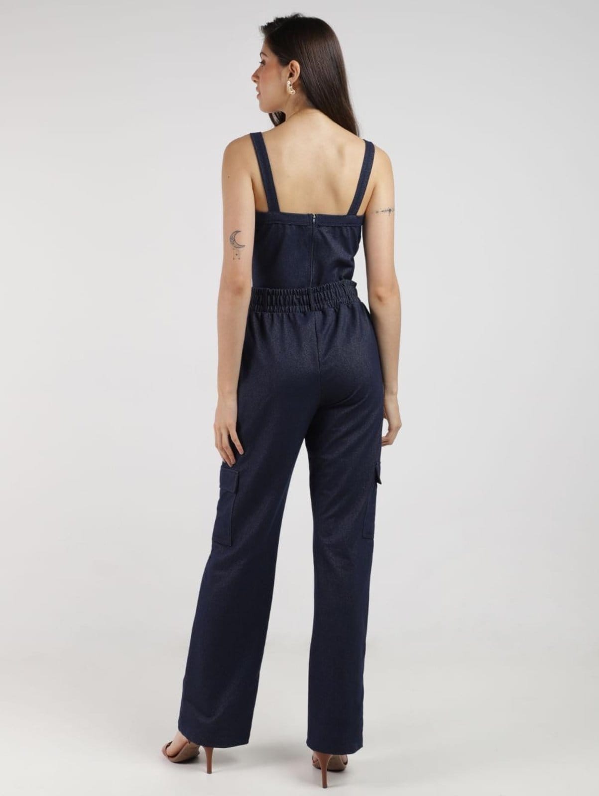 Vista 2 Macacão Malha Jeans Cargo Autentique Feminina MARINHO Autentique azul