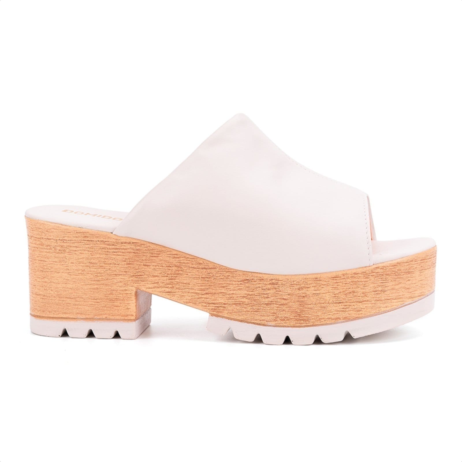 Vista 2 Tamanco Domidona Feminino Plataforma Tratorado Clog Madeira Off White Domidona off-white white