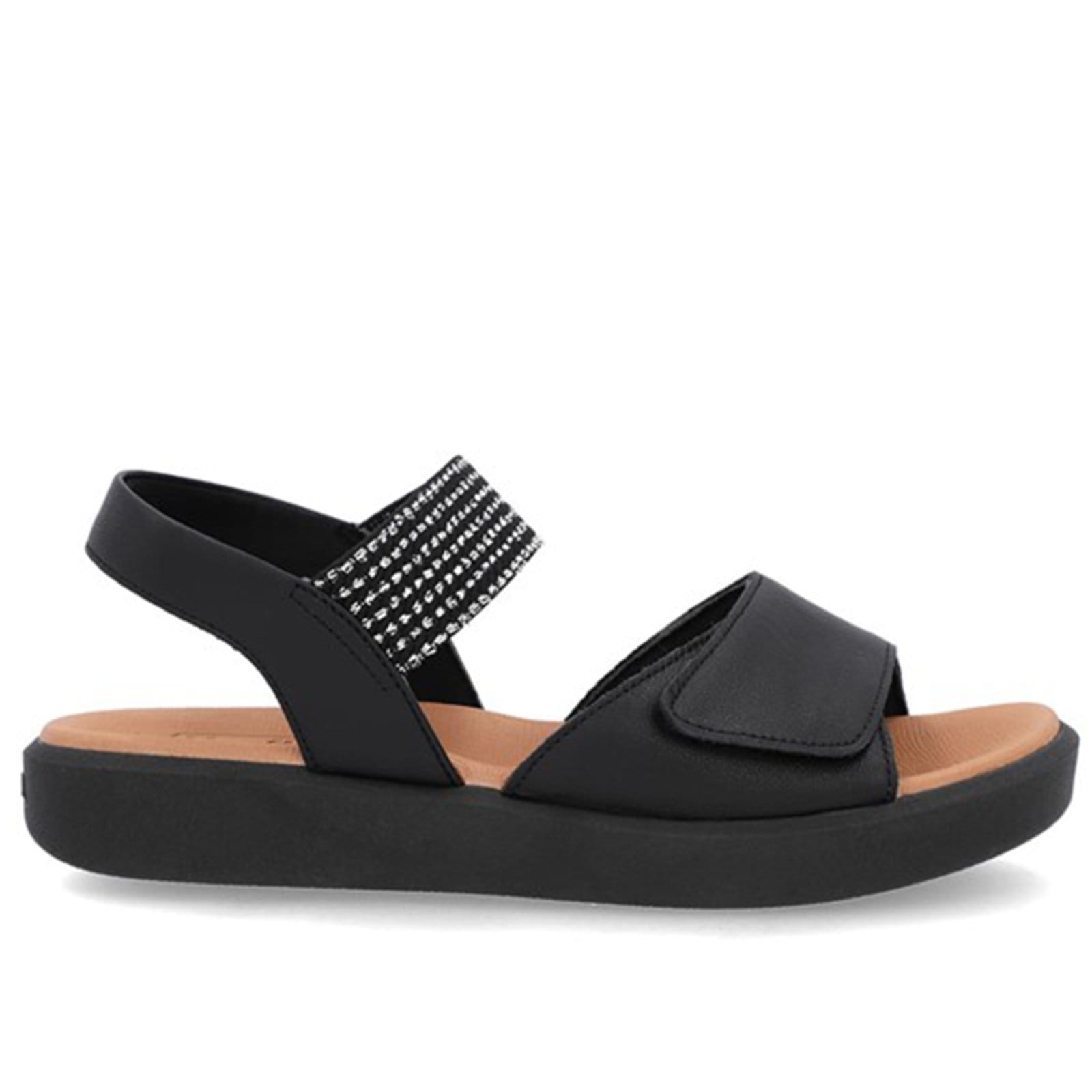 Sandália Usaflex Plataforma Couro Detalhe Metalizado