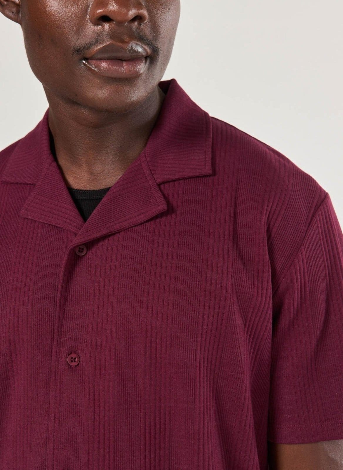 Vista 2 Camisa Textura Canelada Youcom bordô