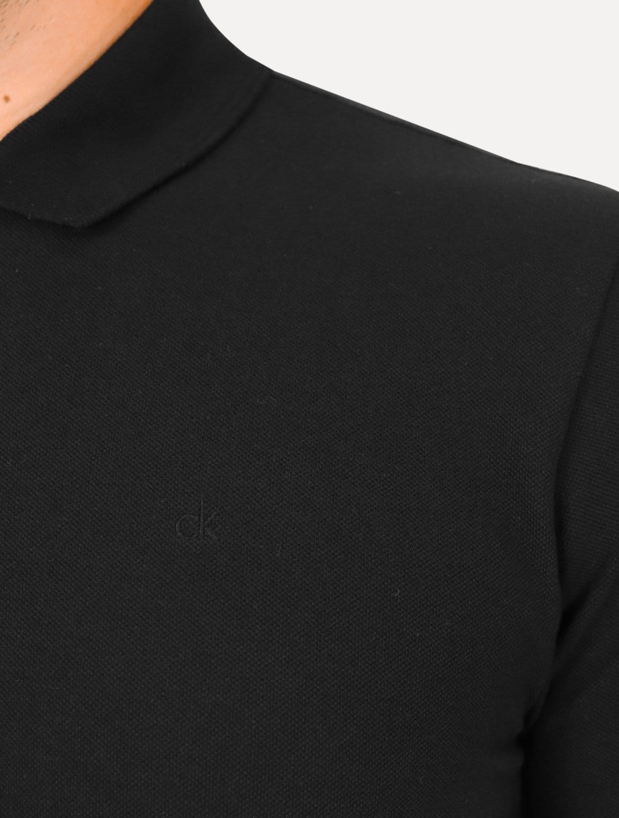 Vista 2 Polo Calvin Klein Masculina Piquet Slim Half Zip Preta Calvin Klein preto