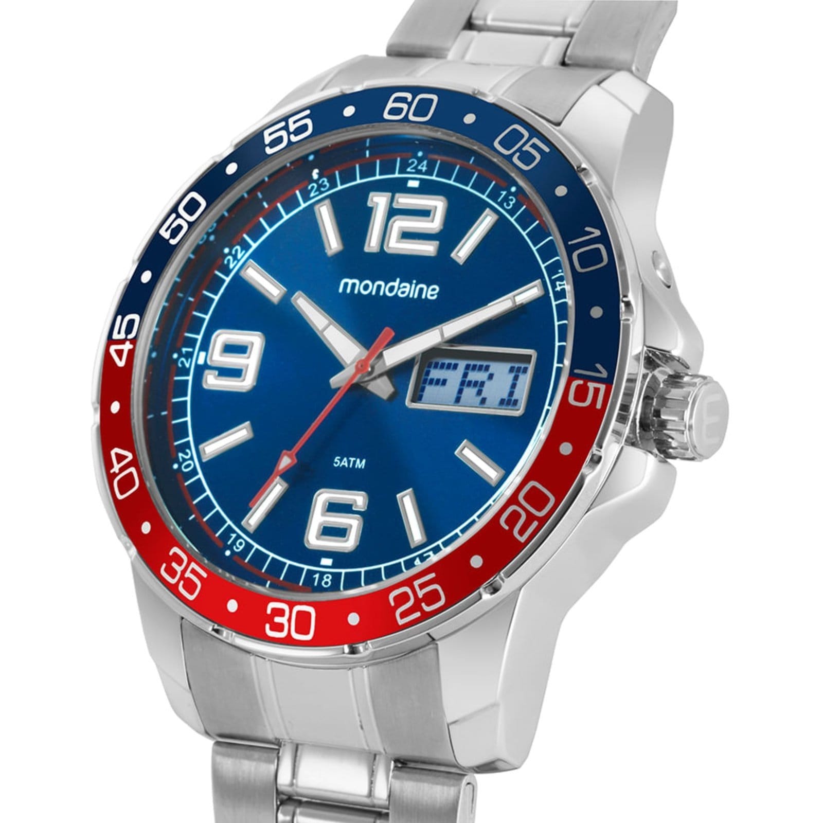 Vista 2 Relógio Masculino Mondaine Anadigi Dia Da Semana Mondaine prata