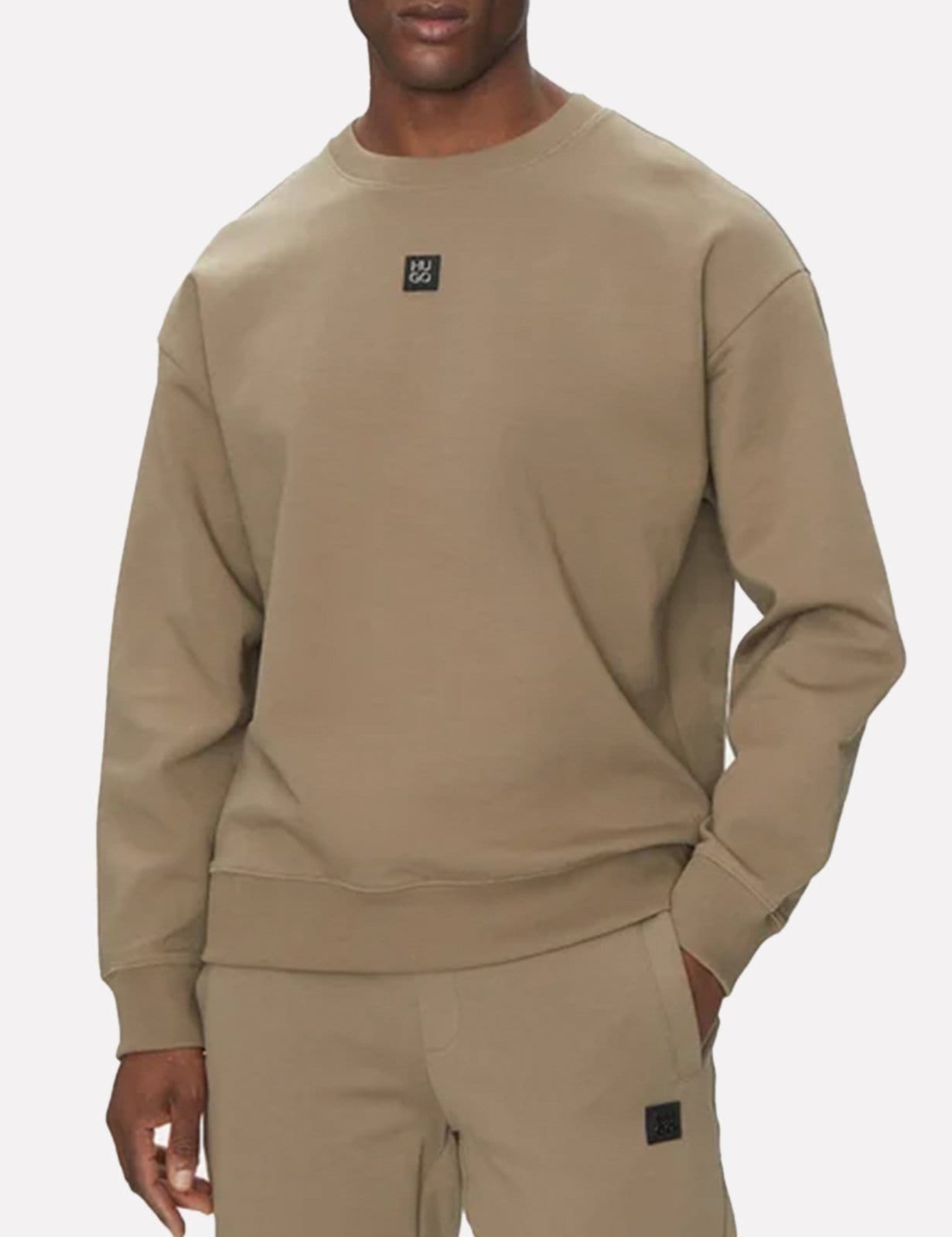 Vista 2 Blusa Hugo Boss Masculina Moletom Regular Dettil Hugo Boss cáqui