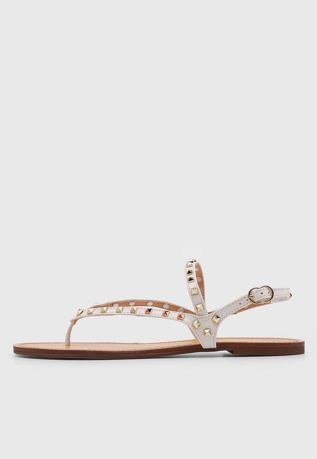 Rasteira Feminina Luiza Barcelos Tachas Branca