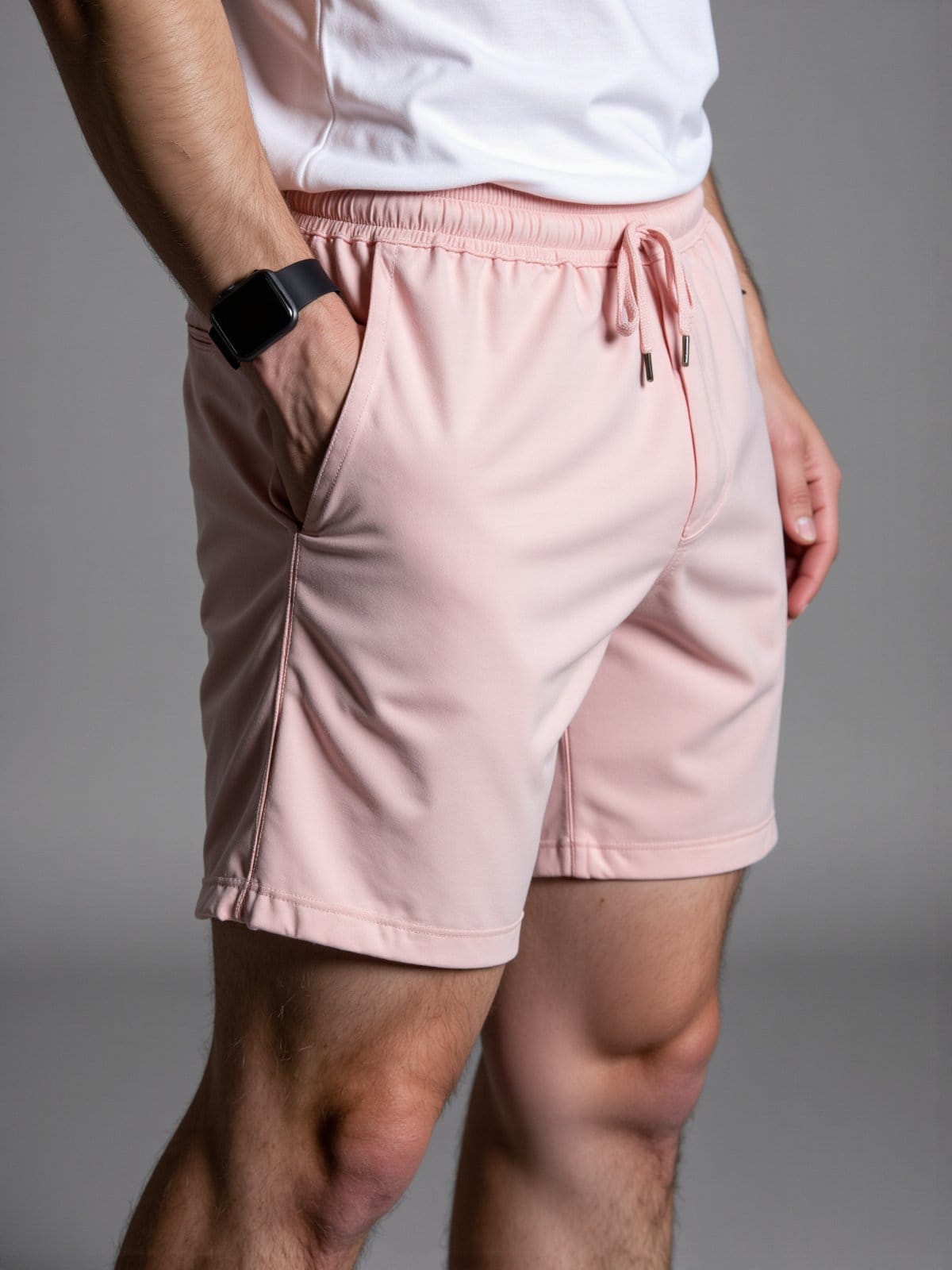 Vista 2 Shorts com Zíper nos Bolsos Bermuda D'água de Tactel com Elastano Surf Treino Praia Debex rosa