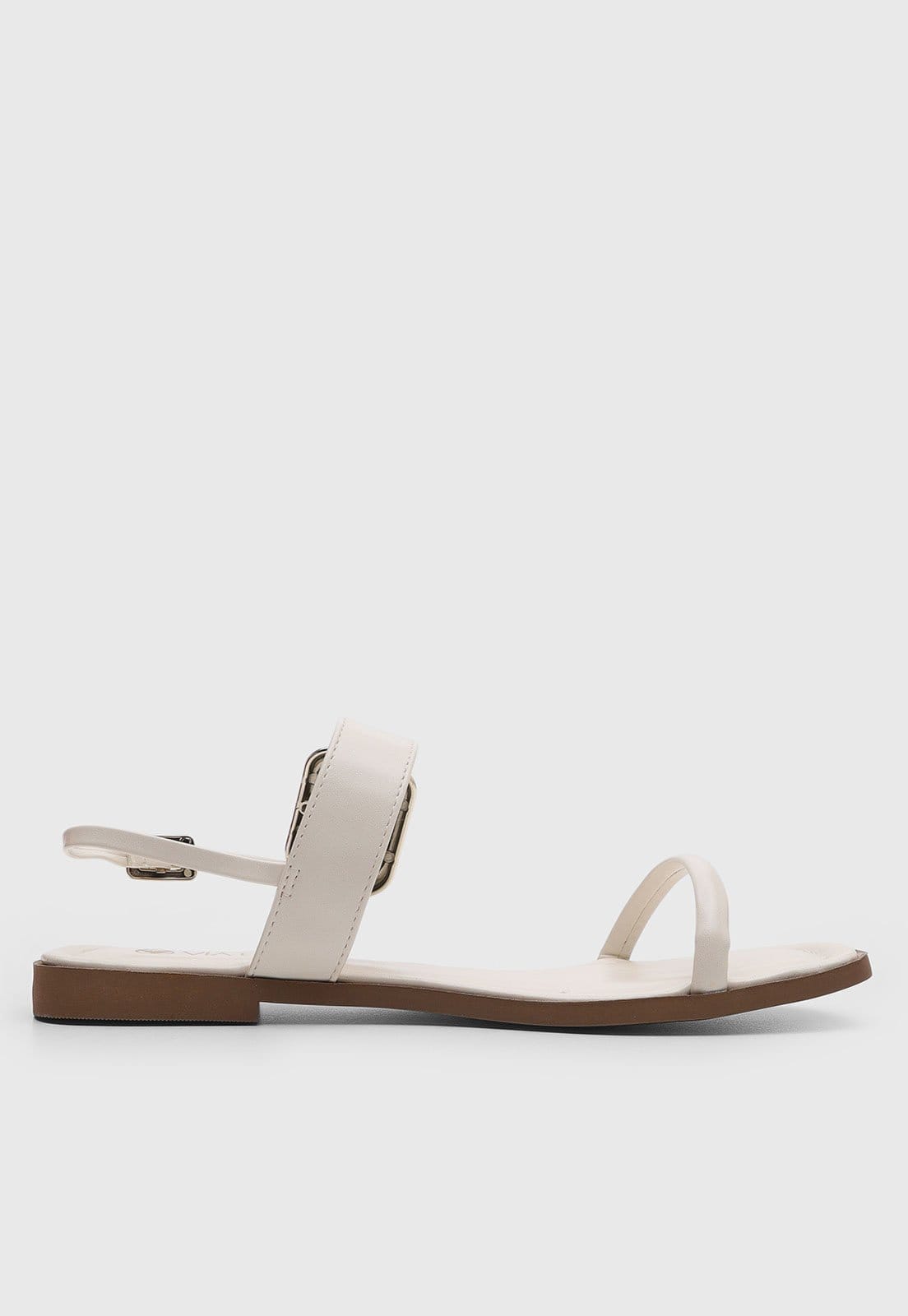 Vista 2 Rasteira Feminina Via Uno Fivela Dourada Off-White VIA UNO off-white white