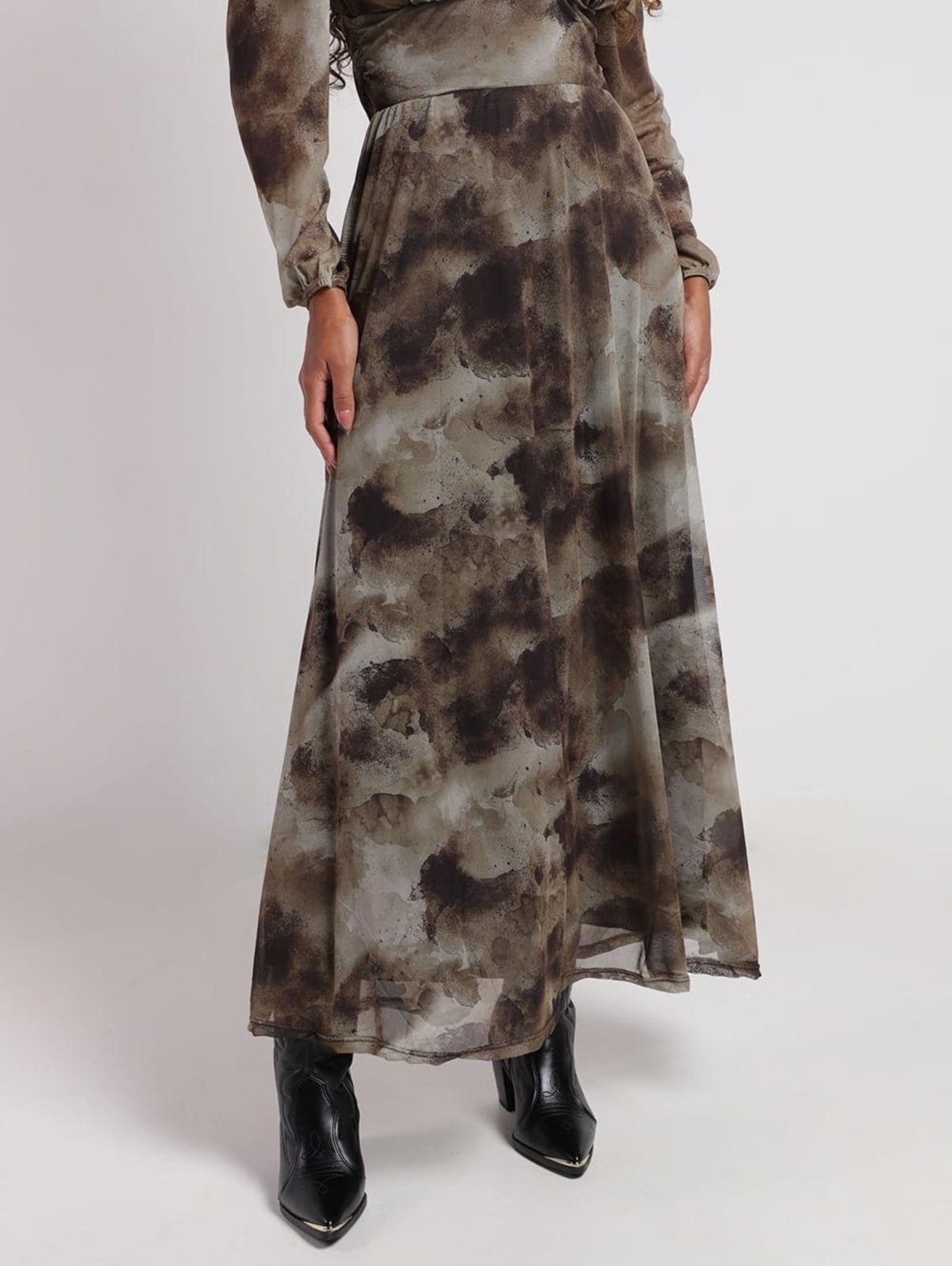 Saia Tule Evasê Autentique Feminina AREIA