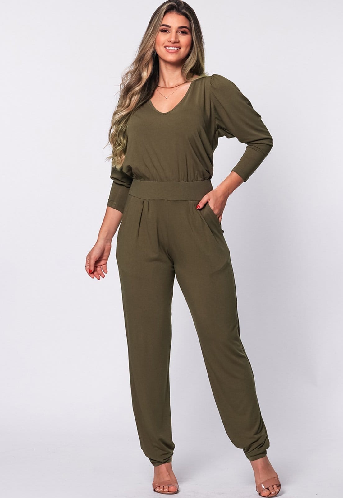 Macacão Manga Bufante B’Bonnie Greta Militar