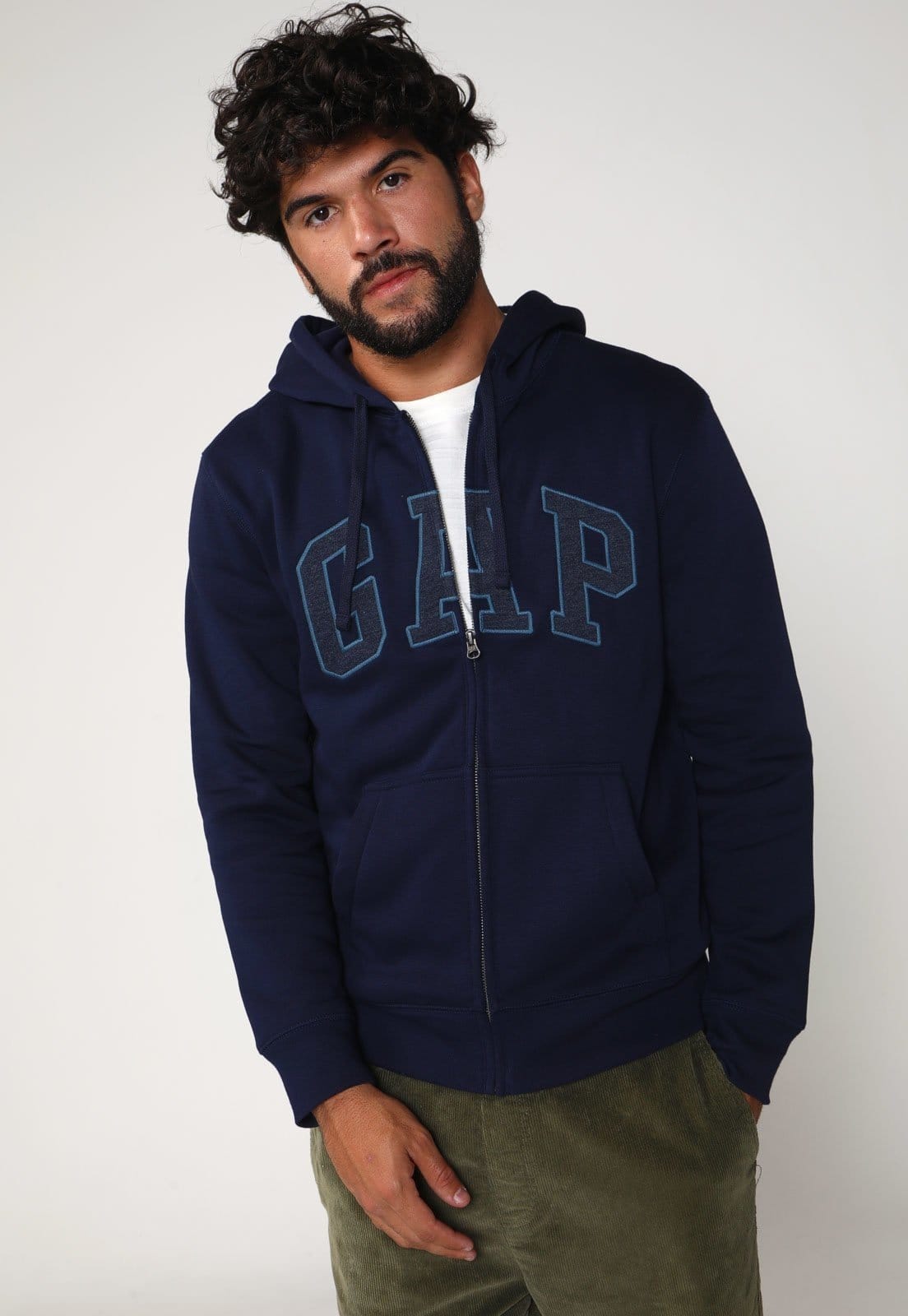 Blusa de Moletom Flanelada Aberta GAP Logo