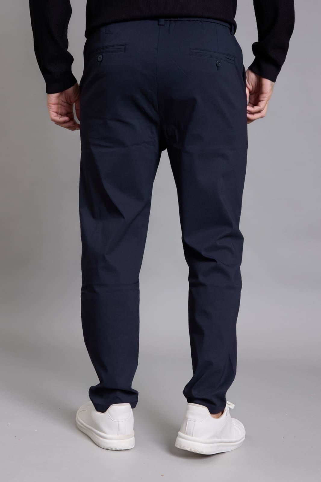 Vista 2 Calça Alfaiataria Slim Social Masculina Color Dialogo Marinho Dialogo Jeans azul/azul marinho