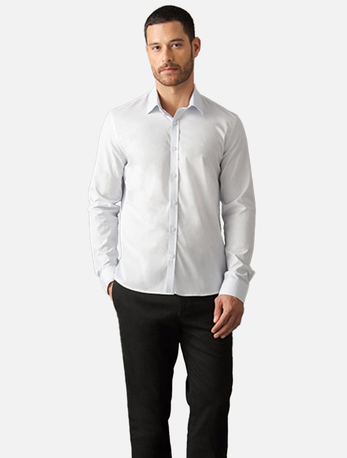 Camisa Calvin Klein Masculina Slim Fit Tricoline Claro
