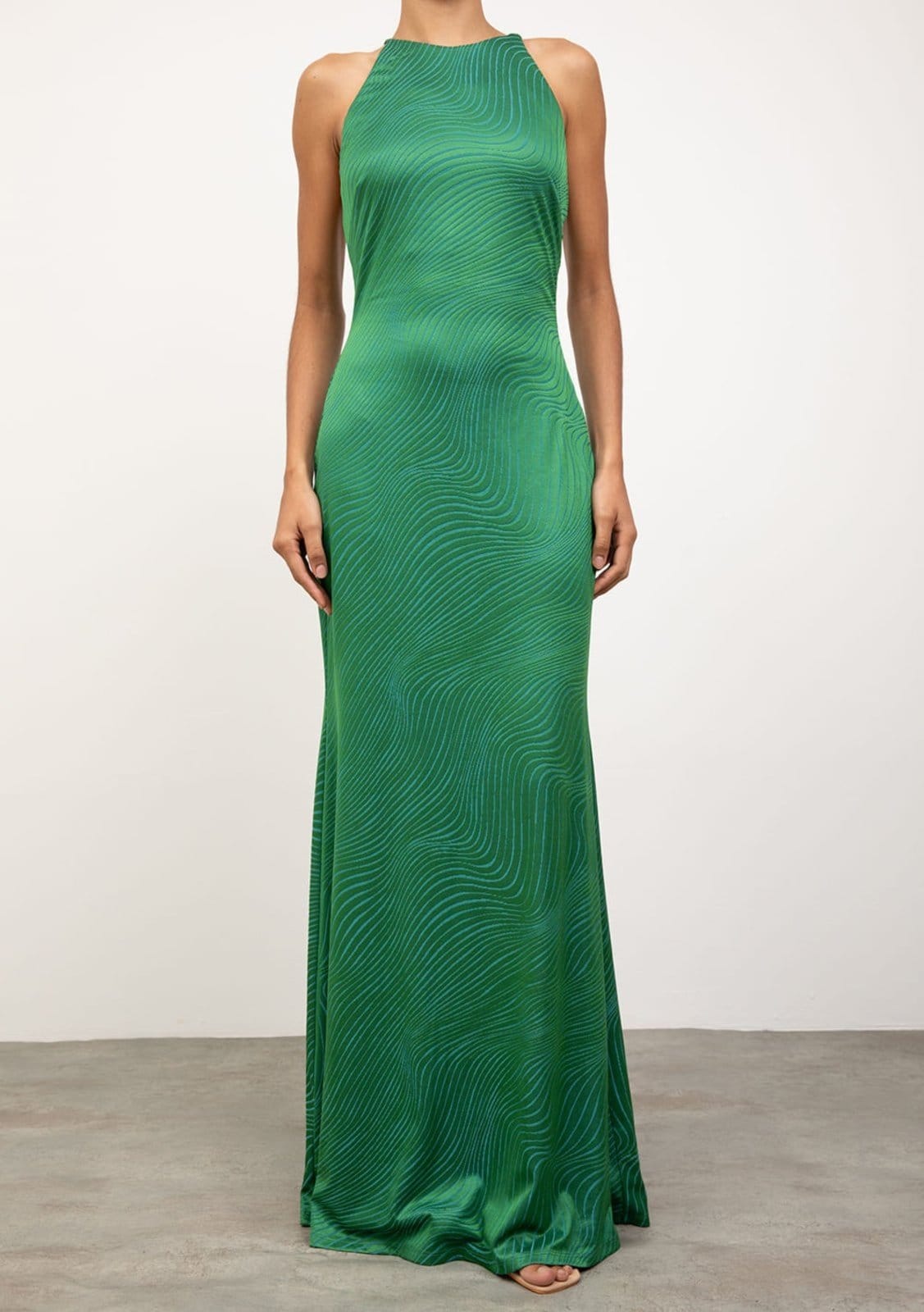 Vista 2 Vestido Iódice Ajustado Decote Careca Com Alça Longo IÓDICE verde